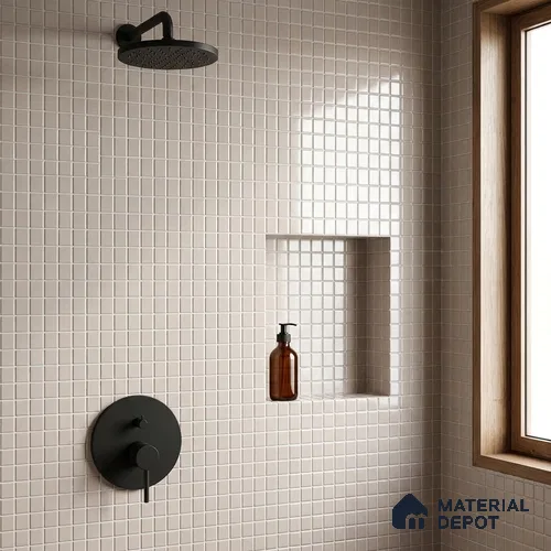 Swimming Pool Mosaic Tile TL 10680 | 317.6 x 317.6 mm (Chip Size 25x25 mm) Glossy Finish Glass Tile - 5 mm | Suitable For Bathroom, Pool, Kitchen