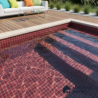 Swimming Pool Mosaic Tile TL 10681 B | 317.6 x 317.6 mm (Chip Size 25x25 mm) Glossy Finish Glass Tile - 5 mm | Suitable For Bathroom, Pool, Kitchen