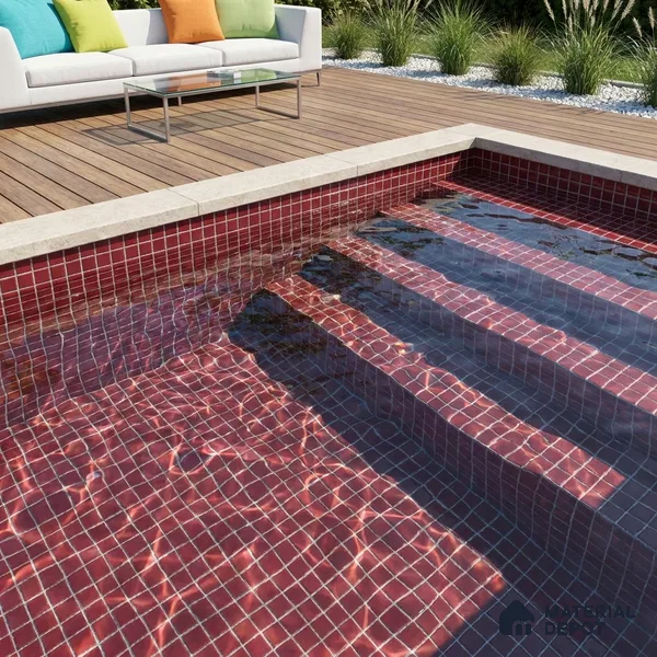 Swimming Pool Mosaic Tile TL 10681 B | 317.6 x 317.6 mm (Chip Size 25x25 mm) Glossy Finish Glass Tile - 5 mm | Suitable For Bathroom, Pool, Kitchen
