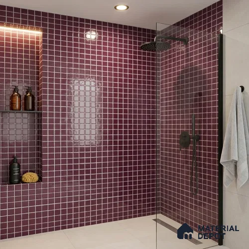 Swimming Pool Mosaic Tile TL 10681 C | 317.6 x 317.6 mm (Chip Size 25x25 mm) Glossy Finish Glass Tile - 5 mm | Suitable For Bathroom, Pool, Kitchen