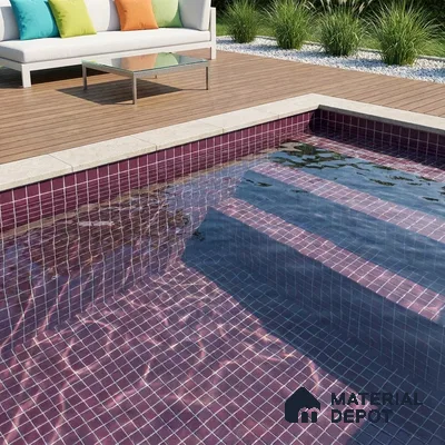 Swimming Pool Mosaic Tile TL 10681 C | 317.6 x 317.6 mm (Chip Size 25x25 mm) Glossy Finish Glass Tile - 5 mm | Suitable For Bathroom, Pool, Kitchen