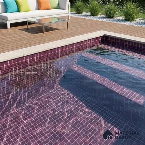 Swimming Pool Mosaic Tile TL 10681 C | 317.6 x 317.6 mm (Chip Size 25x25 mm) Glossy Finish Glass Tile - 5 mm | Suitable For Bathroom, Pool, Kitchen