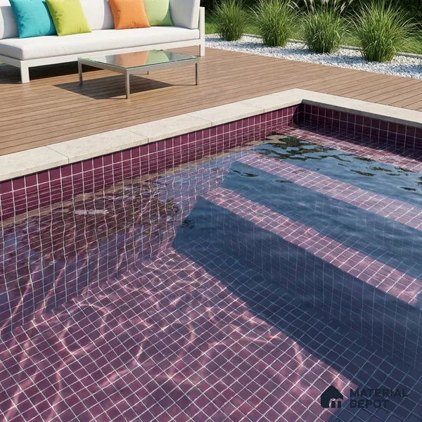 Swimming Pool Mosaic Tile TL 10681 C | 317.6 x 317.6 mm (Chip Size 25x25 mm) Glossy Finish Glass Tile - 5 mm | Suitable For Bathroom, Pool, Kitchen