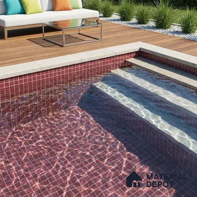 Swimming Pool Mosaic Tile TL 10681 | 317.6 x 317.6 mm (Chip Size 25x25 mm) Glossy Finish Glass Tile - 5 mm | Suitable For Bathroom, Pool, Kitchen