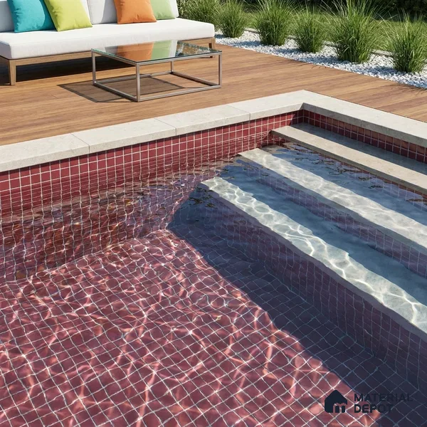 Swimming Pool Mosaic Tile TL 10681 | 317.6 x 317.6 mm (Chip Size 25x25 mm) Glossy Finish Glass Tile - 5 mm | Suitable For Bathroom, Pool, Kitchen