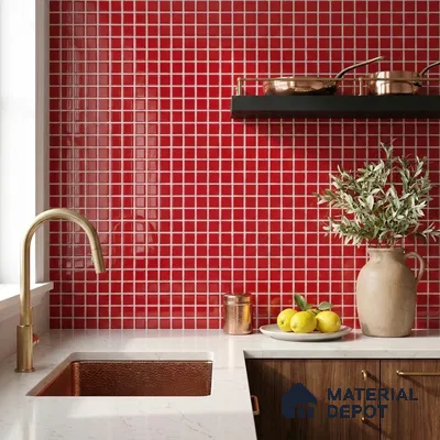 Swimming Pool Mosaic Tile TL 10682 B | 317.6 x 317.6 mm (Chip Size 25x25 mm) Glossy Finish Glass Tile - 5 mm | Suitable For Bathroom, Pool, Kitchen