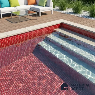 Swimming Pool Mosaic Tile TL 10682 B | 317.6 x 317.6 mm (Chip Size 25x25 mm) Glossy Finish Glass Tile - 5 mm | Suitable For Bathroom, Pool, Kitchen