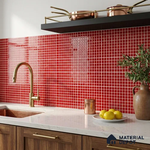 Swimming Pool Mosaic Tile TL 10682 C | 317.6 x 317.6 mm (Chip Size 25x25 mm) Glossy Finish Glass Tile - 5 mm | Suitable For Bathroom, Pool, Kitchen