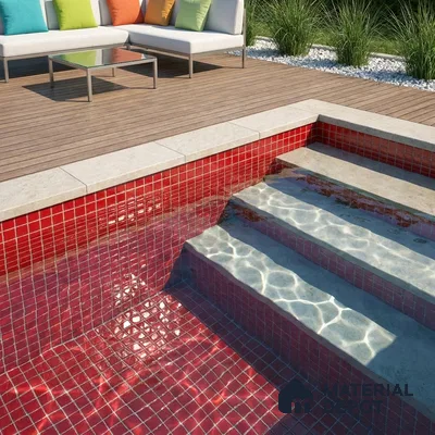 Swimming Pool Mosaic Tile TL 10682 C | 317.6 x 317.6 mm (Chip Size 25x25 mm) Glossy Finish Glass Tile - 5 mm | Suitable For Bathroom, Pool, Kitchen