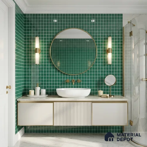 Swimming Pool Mosaic Tile TL 10683 B | 317.6 x 317.6 mm (Chip Size 25x25 mm) Glossy Finish Glass Tile - 5 mm | Suitable For Bathroom, Pool, Kitchen