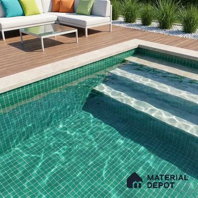 Swimming Pool Mosaic Tile TL 10683 B | 317.6 x 317.6 mm (Chip Size 25x25 mm) Glossy Finish Glass Tile - 5 mm | Suitable For Bathroom, Pool, Kitchen