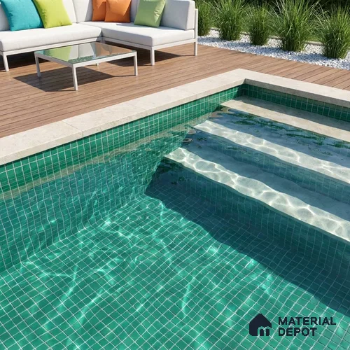 Swimming Pool Mosaic Tile TL 10683 B | 317.6 x 317.6 mm (Chip Size 25x25 mm) Glossy Finish Glass Tile - 5 mm | Suitable For Bathroom, Pool, Kitchen