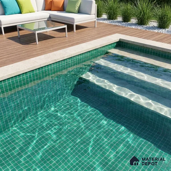 Swimming Pool Mosaic Tile TL 10683 B | 317.6 x 317.6 mm (Chip Size 25x25 mm) Glossy Finish Glass Tile - 5 mm | Suitable For Bathroom, Pool, Kitchen