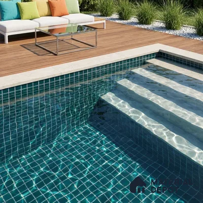 Swimming Pool Mosaic Tile TL 10683 C | 317.6 x 317.6 mm (Chip Size 25x25 mm) Glossy Finish Glass Tile - 5 mm | Suitable For Bathroom, Pool, Kitchen