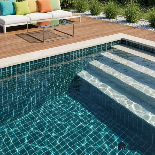 Swimming Pool Mosaic Tile TL 10683 C | 317.6 x 317.6 mm (Chip Size 25x25 mm) Glossy Finish Glass Tile - 5 mm | Suitable For Bathroom, Pool, Kitchen