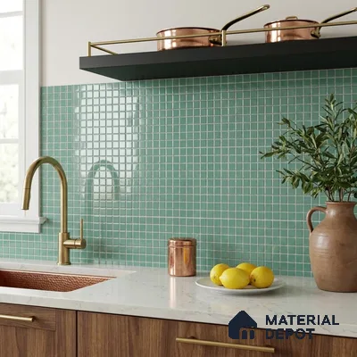 Swimming Pool Mosaic Tile TL 10683 | 317.6 x 317.6 mm (Chip Size 25x25 mm) Glossy Finish Glass Tile - 5 mm | Suitable For Bathroom, Pool, Kitchen