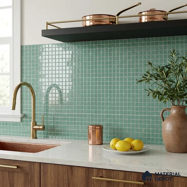 Swimming Pool Mosaic Tile TL 10683 | 317.6 x 317.6 mm (Chip Size 25x25 mm) Glossy Finish Glass Tile - 5 mm | Suitable For Bathroom, Pool, Kitchen