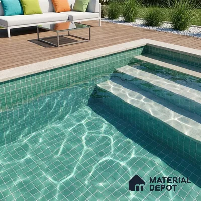 Swimming Pool Mosaic Tile TL 10683 | 317.6 x 317.6 mm (Chip Size 25x25 mm) Glossy Finish Glass Tile - 5 mm | Suitable For Bathroom, Pool, Kitchen