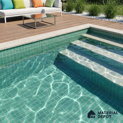 Swimming Pool Mosaic Tile TL 10683 | 317.6 x 317.6 mm (Chip Size 25x25 mm) Glossy Finish Glass Tile - 5 mm | Suitable For Bathroom, Pool, Kitchen
