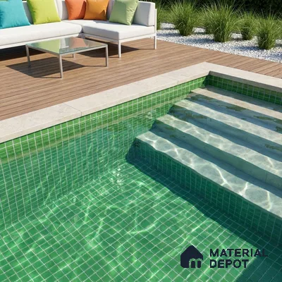 Swimming Pool Mosaic Tile TL 10684 B | 317.6 x 317.6 mm (Chip Size 25x25 mm) Glossy Finish Glass Tile - 5 mm | Suitable For Bathroom, Pool, Kitchen