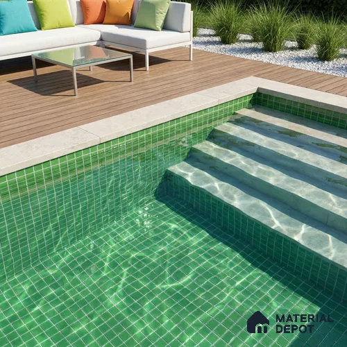 Swimming Pool Mosaic Tile TL 10684 B | 317.6 x 317.6 mm (Chip Size 25x25 mm) Glossy Finish Glass Tile - 5 mm | Suitable For Bathroom, Pool, Kitchen