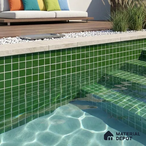 Swimming Pool Mosaic Tile TL 10684 C | 317.6 x 317.6 mm (Chip Size 25x25 mm) Glossy Finish Glass Tile - 5 mm | Suitable For Bathroom, Pool, Kitchen