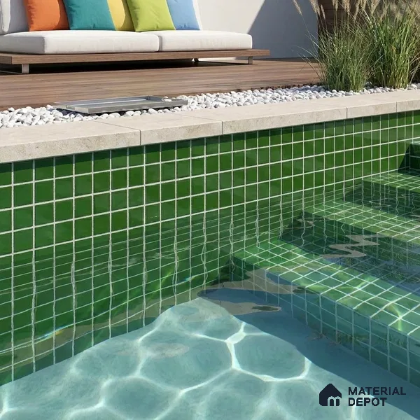 Swimming Pool Mosaic Tile TL 10684 C | 317.6 x 317.6 mm (Chip Size 25x25 mm) Glossy Finish Glass Tile - 5 mm | Suitable For Bathroom, Pool, Kitchen