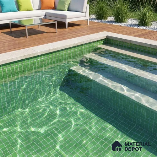 Swimming Pool Mosaic Tile TL 10684 | 317.6 x 317.6 mm (Chip Size 25x25 mm) Glossy Finish Glass Tile - 5 mm | Suitable For Bathroom, Pool, Kitchen