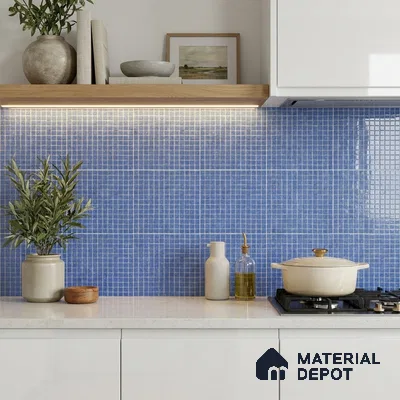 Mosaic Floor & Wall Tile TL 10706 B | 327 x 327 mm (Chip Size 20x20 mm) Glossy Finish Glass Tile - 4 mm | Suitable For Outdoor, Swimming Pool Area