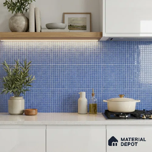 Mosaic Floor & Wall Tile TL 10706 B | 327 x 327 mm (Chip Size 20x20 mm) Glossy Finish Glass Tile - 4 mm | Suitable For Outdoor, Swimming Pool Area