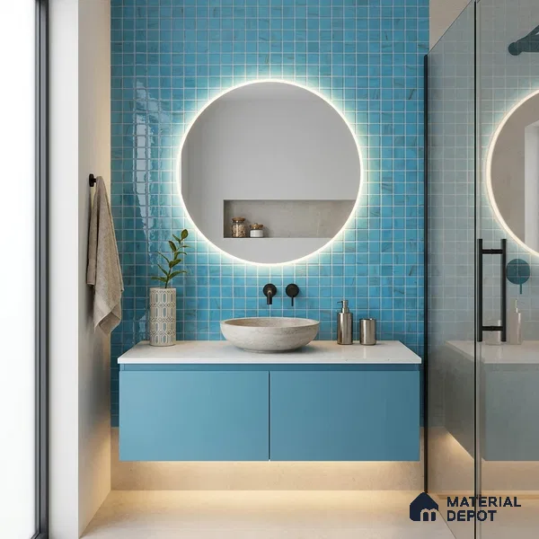 Mosaic Floor & Wall Tile TL 10707 E | 327 x 327 mm (Chip Size 20x20 mm) Glossy Finish Glass Tile - 4 mm | Suitable For Outdoor, Swimming Pool Area