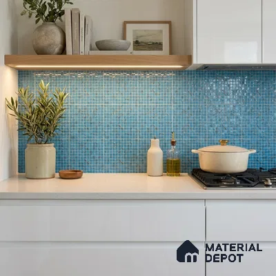 Mosaic Floor & Wall Tile TL 10707 E | 327 x 327 mm (Chip Size 20x20 mm) Glossy Finish Glass Tile - 4 mm | Suitable For Outdoor, Swimming Pool Area