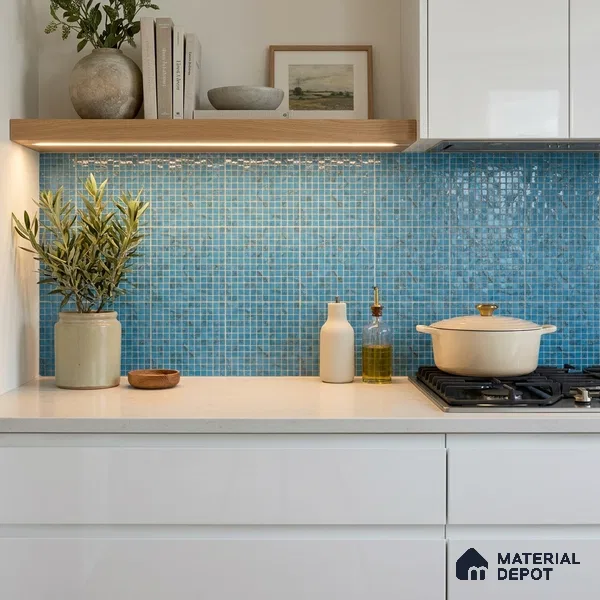 Mosaic Floor & Wall Tile TL 10707 E | 327 x 327 mm (Chip Size 20x20 mm) Glossy Finish Glass Tile - 4 mm | Suitable For Outdoor, Swimming Pool Area