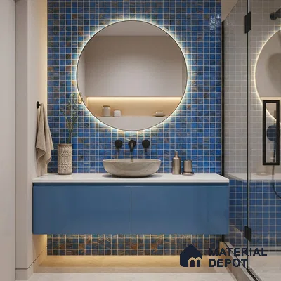 Mosaic Floor & Wall Tile TL 10707 G | 327 x 327 mm (Chip Size 20x20 mm) Glossy Finish Glass Tile - 4 mm | Suitable For Outdoor, Swimming Pool Area