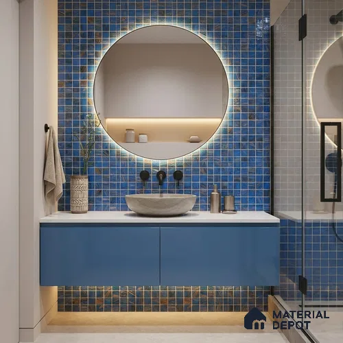 Mosaic Floor & Wall Tile TL 10707 G | 327 x 327 mm (Chip Size 20x20 mm) Glossy Finish Glass Tile - 4 mm | Suitable For Outdoor, Swimming Pool Area