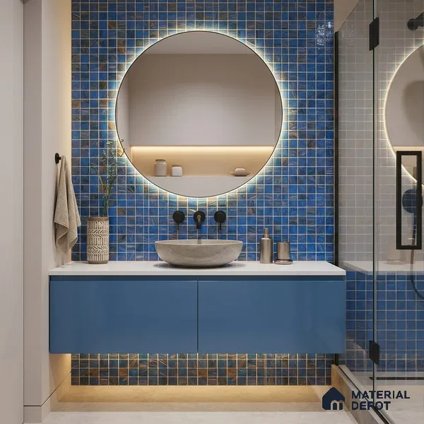 Mosaic Floor & Wall Tile TL 10707 G | 327 x 327 mm (Chip Size 20x20 mm) Glossy Finish Glass Tile - 4 mm | Suitable For Outdoor, Swimming Pool Area