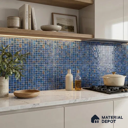 Mosaic Floor & Wall Tile TL 10707 G | 327 x 327 mm (Chip Size 20x20 mm) Glossy Finish Glass Tile - 4 mm | Suitable For Outdoor, Swimming Pool Area