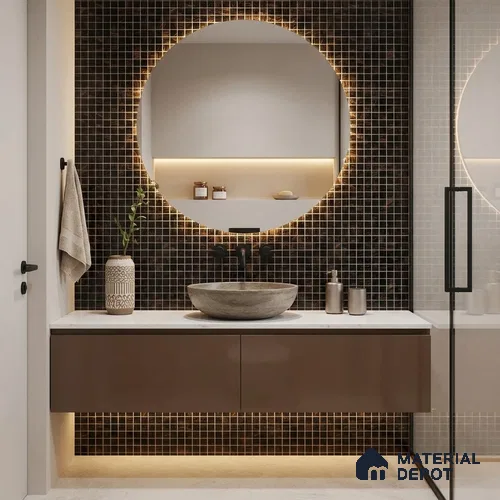 Mosaic Floor & Wall Tile TL 10707 H | 327 x 327 mm (Chip Size 20x20 mm) Glossy Finish Glass Tile - 4 mm | Suitable For Outdoor, Swimming Pool Area