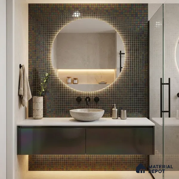 Swimming Pool Mosaic Tile TL 10707 K | 327 x 327 mm (Chip Size 20x20 mm) Glossy Finish Glass Tile - 4 mm | Suitable For Bathroom, Pool, Kitchen