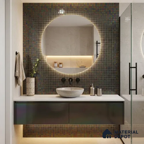 Swimming Pool Mosaic Tile TL 10707 K | 327 x 327 mm (Chip Size 20x20 mm) Glossy Finish Glass Tile - 4 mm | Suitable For Bathroom, Pool, Kitchen