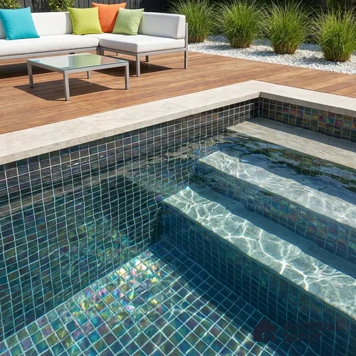 Swimming Pool Mosaic Tile TL 10707 K | 327 x 327 mm (Chip Size 20x20 mm) Glossy Finish Glass Tile - 4 mm | Suitable For Bathroom, Pool, Kitchen
