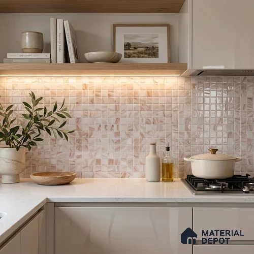 Mosaic Floor & Wall Tile TL 10707 | 327 x 327 mm (Chip Size 20x20 mm) Glossy Finish Glass Tile - 4 mm | Suitable For Outdoor, Swimming Pool Area