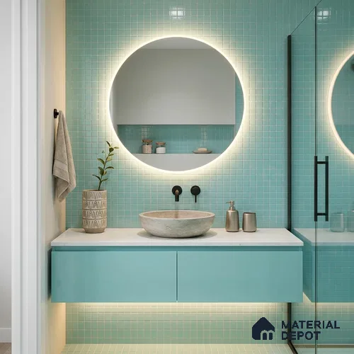 Mosaic Floor & Wall Tile TL 10708 B | 327 x 327 mm (Chip Size 20x20 mm) Glossy Finish Glass Tile - 4 mm | Suitable For Outdoor, Swimming Pool Area