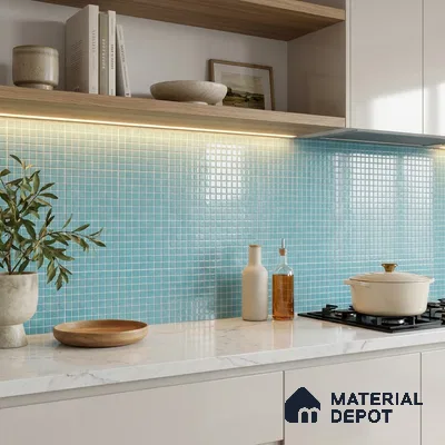 Mosaic Floor & Wall Tile TL 10708 E | 327 x 327 mm (Chip Size 20x20 mm) Glossy Finish Glass Tile - 4 mm | Suitable For Outdoor, Swimming Pool Area