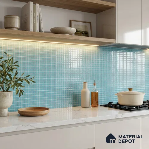 Mosaic Floor & Wall Tile TL 10708 E | 327 x 327 mm (Chip Size 20x20 mm) Glossy Finish Glass Tile - 4 mm | Suitable For Outdoor, Swimming Pool Area