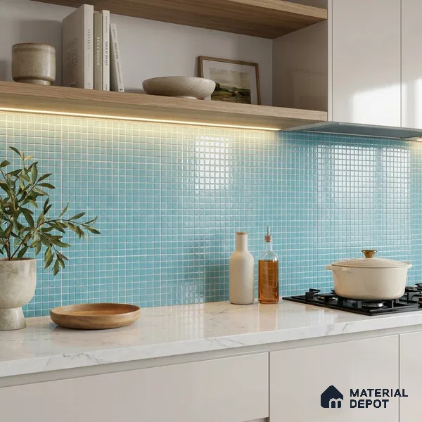 Mosaic Floor & Wall Tile TL 10708 E | 327 x 327 mm (Chip Size 20x20 mm) Glossy Finish Glass Tile - 4 mm | Suitable For Outdoor, Swimming Pool Area