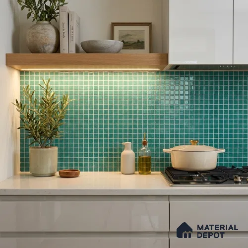 Mosaic Floor & Wall Tile TL 10708 F | 327 x 327 mm (Chip Size 20x20 mm) Glossy Finish Glass Tile - 4 mm | Suitable For Outdoor, Swimming Pool Area