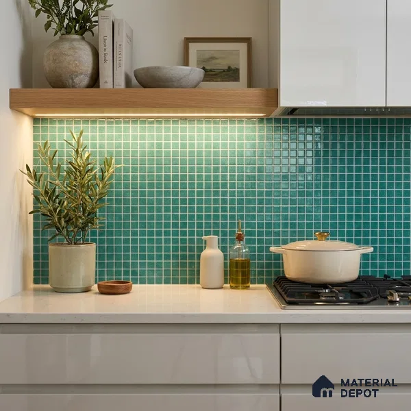 Mosaic Floor & Wall Tile TL 10708 F | 327 x 327 mm (Chip Size 20x20 mm) Glossy Finish Glass Tile - 4 mm | Suitable For Outdoor, Swimming Pool Area
