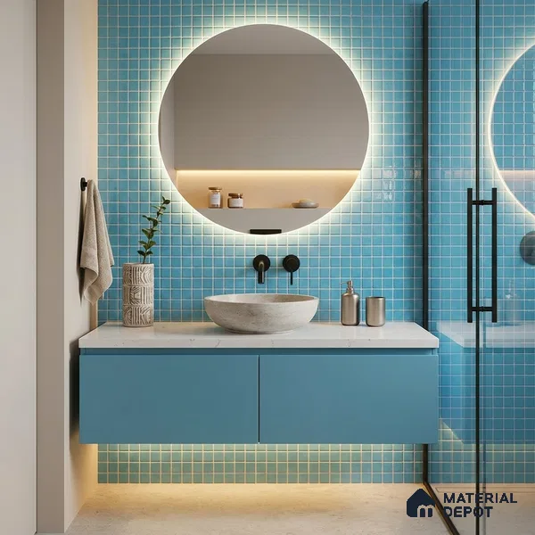 Mosaic Floor & Wall Tile TL 10708 H | 327 x 327 mm (Chip Size 20x20 mm) Glossy Finish Glass Tile - 4 mm | Suitable For Outdoor, Swimming Pool Area