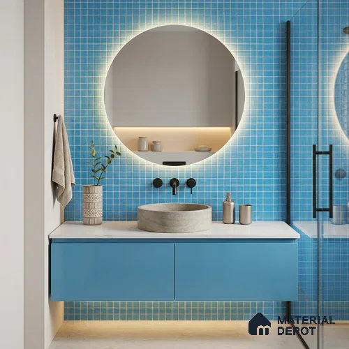 Mosaic Floor & Wall Tile TL 10708 K | 327 x 327 mm (Chip Size 20x20 mm) Glossy Finish Glass Tile - 4 mm | Suitable For Outdoor, Swimming Pool Area